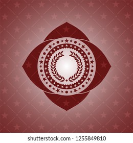 laurel wreath icon inside badge with red background