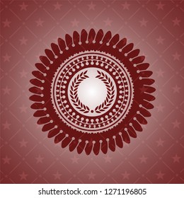 laurel wreath icon inside badge with red background