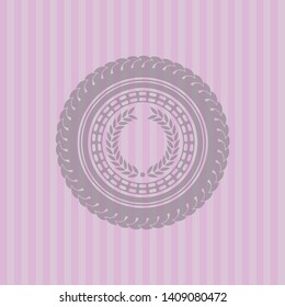laurel wreath icon inside badge with pink background