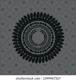 laurel wreath icon inside black emblem. Vintage.