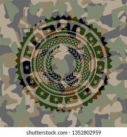 laurel wreath icon inside camo texture