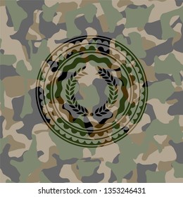 laurel wreath icon inside camo texture