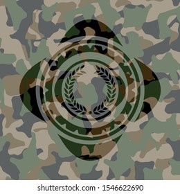 laurel wreath icon inside camouflage emblem