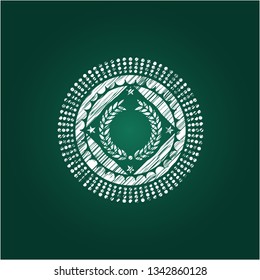 laurel wreath icon inside chalkboard emblem