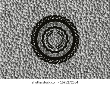 icono de laurel en el interior del emblema oscuro con fondo de burbujas. Retro. Ilustración vectorial. Detallado.
