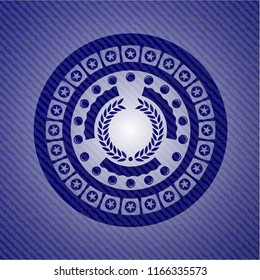 laurel wreath icon inside emblem with jean texture