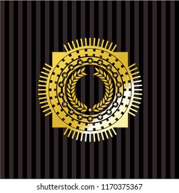 laurel wreath icon inside gold badge