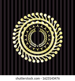 laurel wreath icon inside gold badge