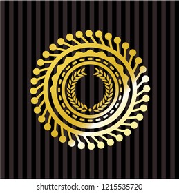 laurel wreath icon inside golden emblem