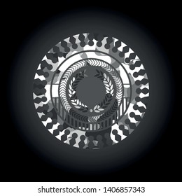 laurel wreath icon inside grey camo texture