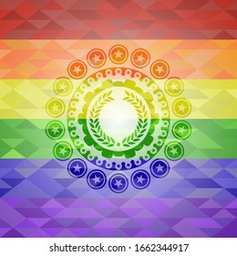 laurel wreath icon inside lgbt colors emblem 
