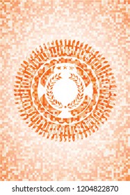 laurel wreath icon inside orange mosaic emblem