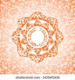 laurel wreath icon inside orange mosaic emblem