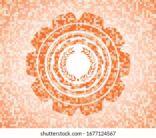 laurel wreath icon inside orange mosaic emblem