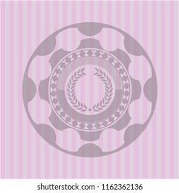 laurel wreath icon inside pink emblem. Vintage.
