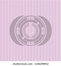laurel wreath icon inside pink emblem. Vintage.