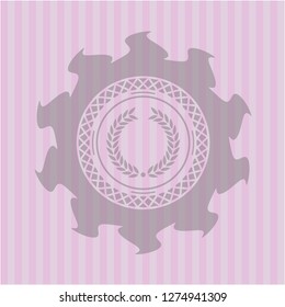 laurel wreath icon inside pink emblem. Retro