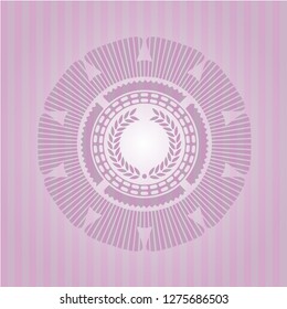 laurel wreath icon inside pink emblem. Vintage.