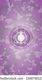 laurel wreath icon inside pink and purple camo emblem