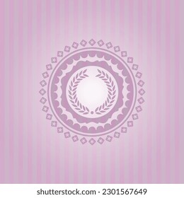 laurel wreath icon inside pink emblem. Vintage. Amazing desing. 