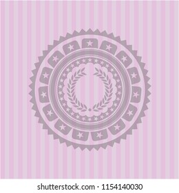 laurel wreath icon inside realistic pink emblem