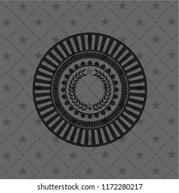 laurel wreath icon inside realistic black emblem