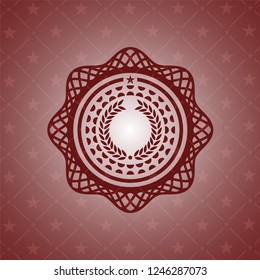 laurel wreath icon inside realistic red emblem