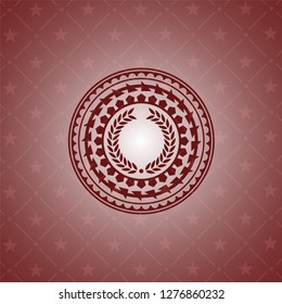 laurel wreath icon inside realistic red emblem
