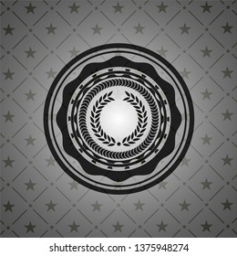 laurel wreath icon inside realistic black emblem