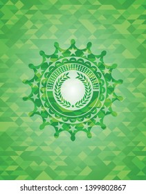 laurel wreath icon inside realistic green mosaic emblem