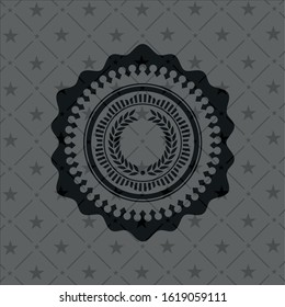 laurel wreath icon inside realistic black emblem