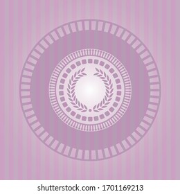 laurel wreath icon inside realistic pink emblem