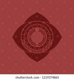 laurel wreath icon inside red emblem. Retro