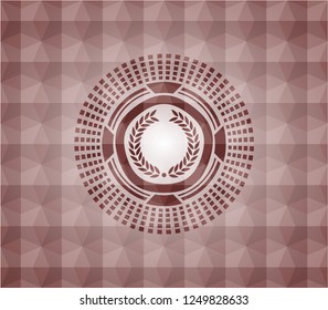 laurel wreath icon inside red geometric badge. Seamless.