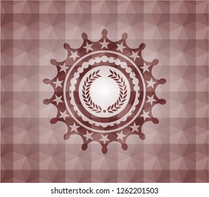 laurel wreath icon inside red seamless polygonal badge.