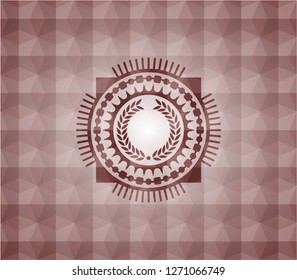 laurel wreath icon inside red badge with geometric background. Seamless.