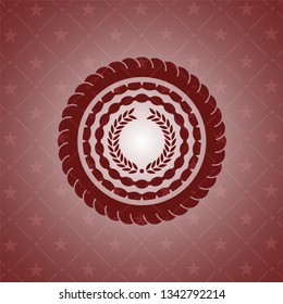 laurel wreath icon inside red emblem. Retro