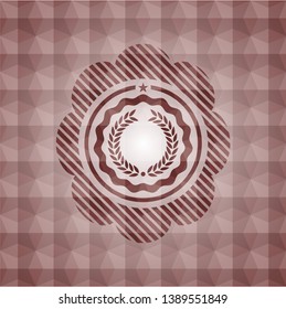 laurel wreath icon inside red geometric badge. Seamless.