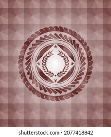 icono de laurel wreath dentro del emblema geométrico rojo. Sin inconveniente. 