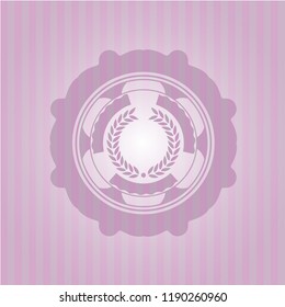 laurel wreath icon inside retro style pink emblem