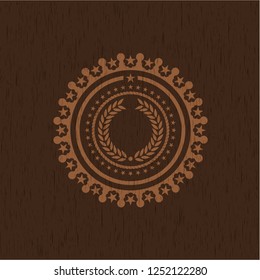 laurel wreath icon inside retro wood emblem
