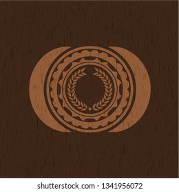 laurel wreath icon inside retro style wooden emblem