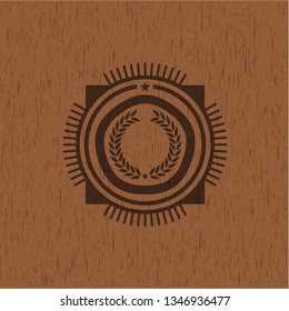 laurel wreath icon inside retro wood emblem