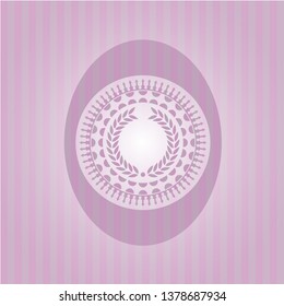 laurel wreath icon inside retro pink emblem