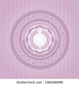 laurel wreath icon inside retro style pink emblem