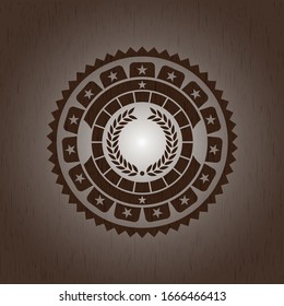 laurel wreath icon inside retro wood emblem
