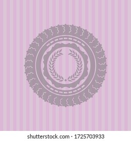 laurel wreath icon inside retro pink emblem. Vector design. 