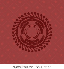 laurel wreath icon inside retro red emblem. 