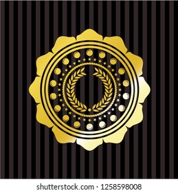 laurel wreath icon inside shiny badge