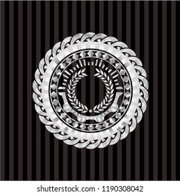 laurel wreath icon inside silver emblem or badge